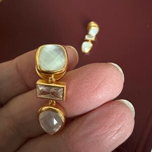 Julie Vos Gold and White Antonia Drop Earrings